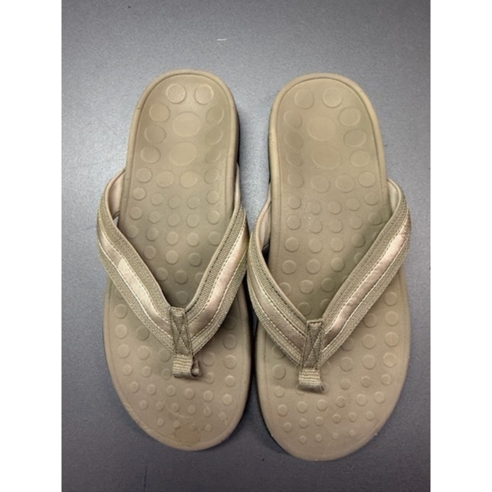 Vionic Orthaheel Tide Gold Tan Orthotic Flip Flop Sandals Womens 8 EUR 39